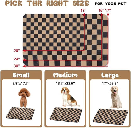 Dog Food Mats for Floors Waterproof, Pet Water Bowl Mats Pet Feeding Absorbent Placemats Plaid 24 * 32 inch