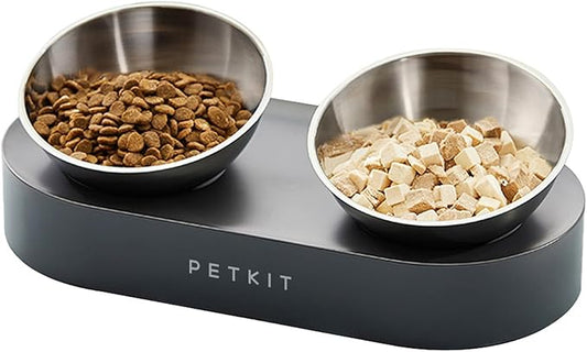PETKIT 304 Stainless Steel Elevated Cat Bowls&Dog Bowls,Raised Cat Food and Water Bowl Set, Non-Slip, Anti Vomiting 15°Tilted Cat Small Animal Plate