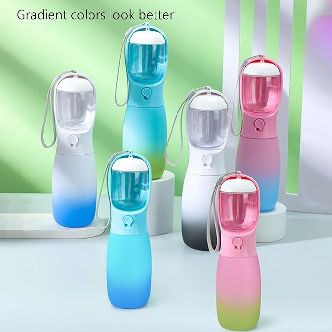 Dog Water Bottle,2 in 1 Portable Pet Water Bottle with Food Container,Lightweigh,Portable Water Dispenser,Outdoor for Cat,Puppy,Pets for Walking,Hiking,Travel (Green&Blue, 10Oz)