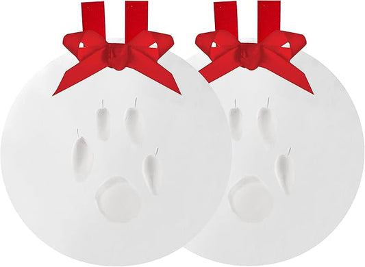 Pearhead Pawprints 2-Pack Christmas Ornament, DIY No Mess Pet Paw Print Holiday Clay Keepsake Kit, Dog or Cat Stocking Stuffer Gift