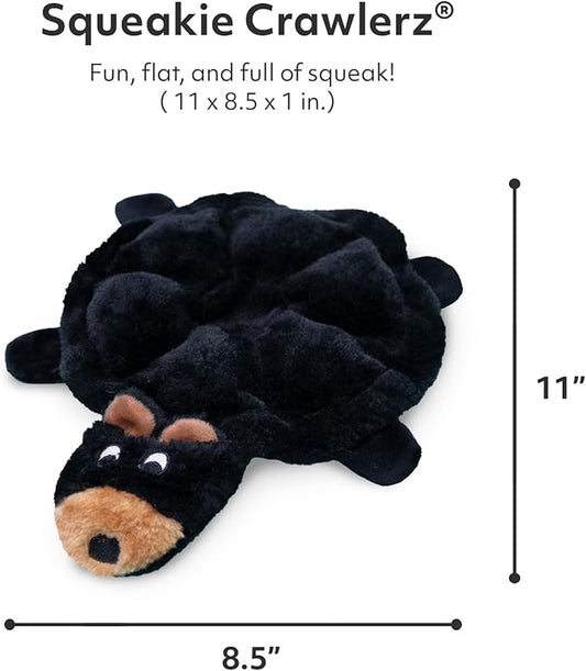 ZippyPaws Squeakie Crawler- No Stuffing Dog Toy to Keep Them Busy, for Small, Medium, & Large Dogs, Squeaky Pet Toy for Boredom, Unstuffed Chew Toy, Soft Plush Puppy Products, Bubba The Bear- 12"