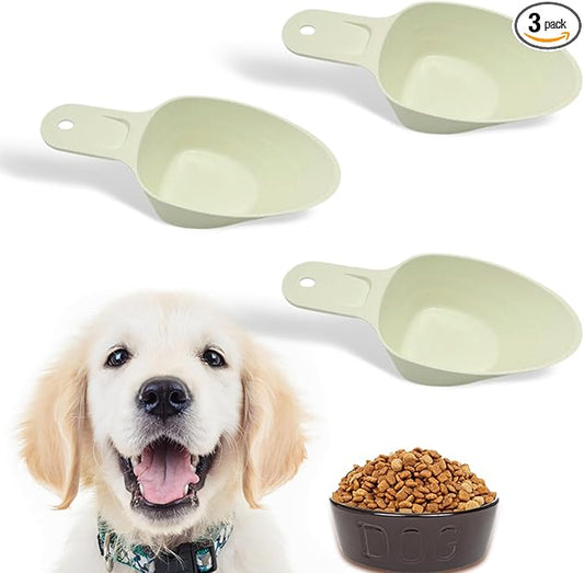 3PCS Dog Food Scoop 1 Cup, Plastic Pet Food Scoop with Measuring Lines 1/2 Cup 1/4 Cup for Dogs Cats Birds and Rabbits