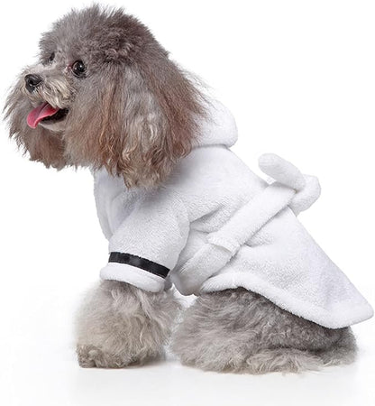 Petyoung Pet Bathrobe Dog Thickened Hooded Bathrobe Quick Drying and Super Absorbent Dog Bath Towel Soft Pet for Puppy Small Dogs Cats(White/S)