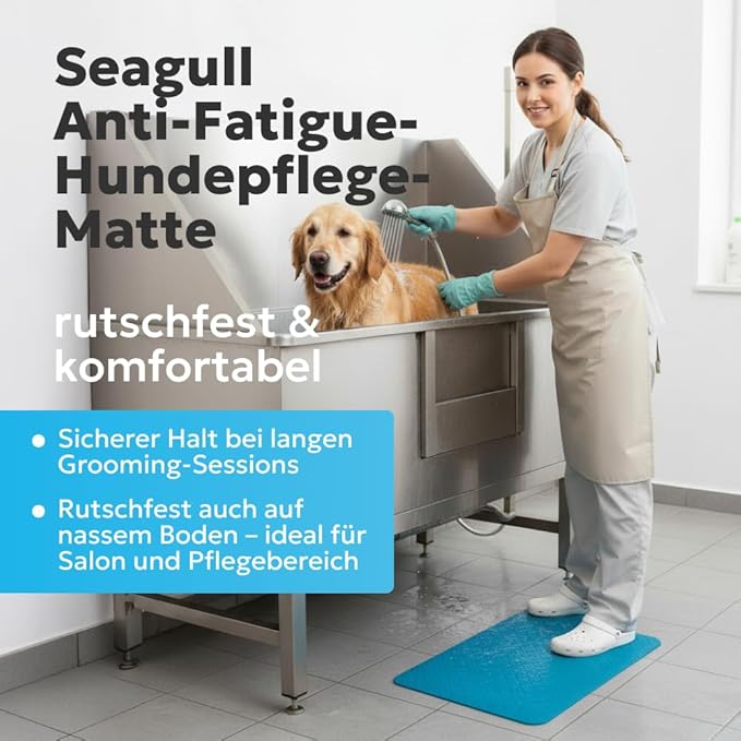 Seagull Multipurpose Foam Rubber Pet Grooming Table Mat 16 x 24 Inch Dog Grooming Mat for Table Cat Grooming Mat Dog Bath Mat Pet Vet Mat Non Slip Soft Waterproof Light Blue