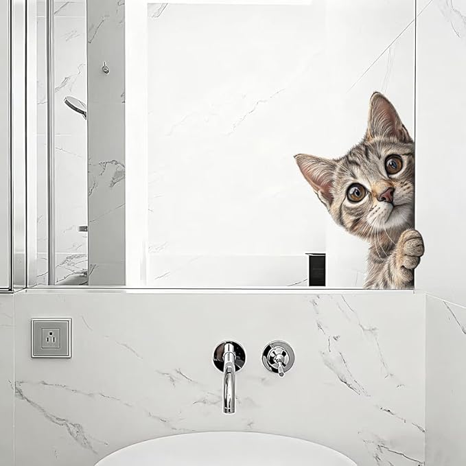 Peeping Cat Door Decal - Funny Removable Vinyl Sticker for Glass Door & Window, Cute Animal Privacy Wall Art, Waterproof Home Decor for House, Apartment Z-115