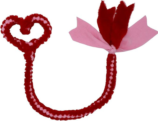 Baba&Nana Valentine's Day Gift Braided Fleece Dog Tug Toy - Heart Design in Romantic Red and Pink Colors Dog Tug Rope, Interactive Tug of War Toy for Agility Dogs (Red-Valentine's Style)