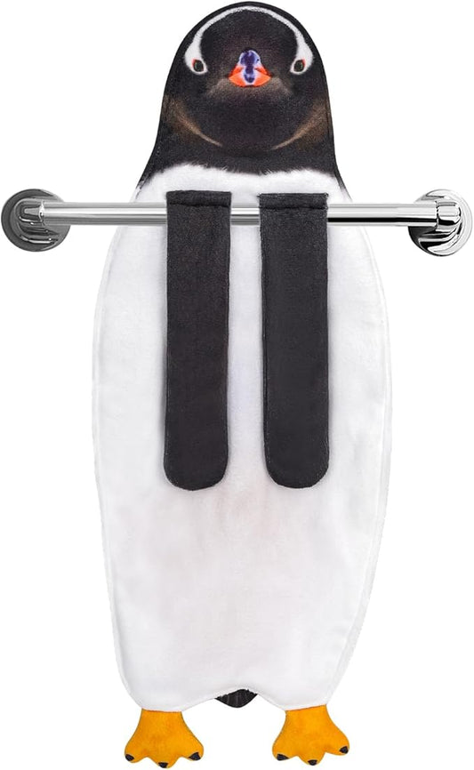 AGRIMONY Penguin Funny Hand Towels for Kitchen Bathroom - Cute Penguin Gifts for Kids Women Men Teens- Easter Valentines Mothers Fathers Housewarming Christmas Birthday Gifts for Animals Lovers
