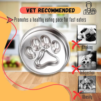 STRUNGZ Stainless Steel Slow Feeder Dog Bowl - 2 Cups Capacity With Non-Slip Silicone Base