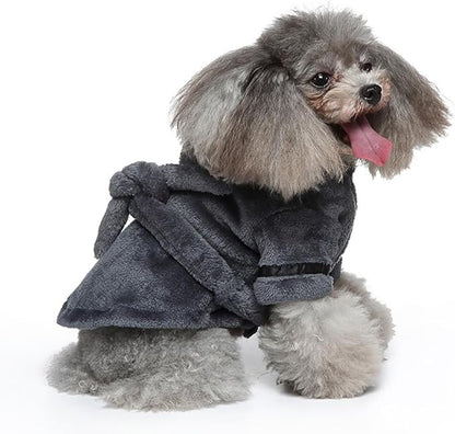Dog Bathrobe Luxury Soft Flannel Pajamas Puppy Quick Drying Bath Robe Pet Hooded Nightwear Super Absorbent Towel for Small Dogs Cats