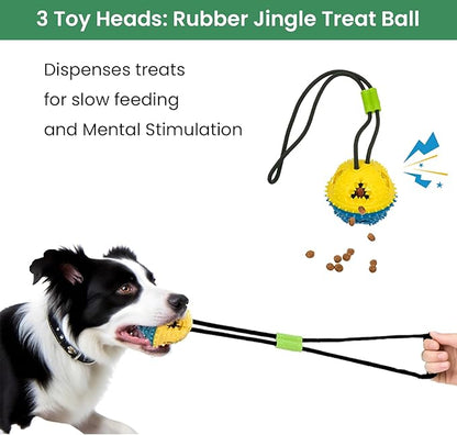 Dog Bungee Tug of War Toy, 4 Pieces Gift for Puppy/Small/Medium Dogs, Indoor Spring Pole Hang Over Door Frame, Outdoor Tether Tug Rope for Yard/Tree, Interactive Pull Toy for Self Play