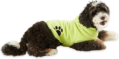 Bone Dry Pet Robe Collection, Embroidered Absorbent Microfiber Bath Robe with Adjustable Closure, for Dogs & Cats, Small, Lettuce Green
