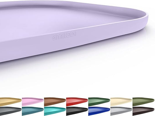 Silicone Pet Food Mat with Raised Edge for Food and Water Bowl, Dog Feeding Mats, Cat Food Trays for Floor Waterproof, Rubber Tray for Dogs and Cats, 24 x 16 x 0.8 Light Purple