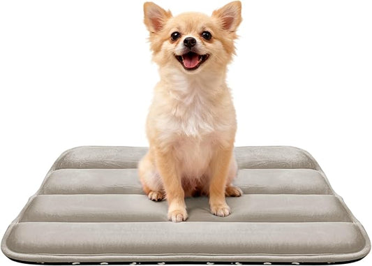 Dog Bed Mat, Reversible Dog Crate Pad with Washable Kennel Mat and Soft Foam, Flat Pet Bed for Dogs & Cats, for Crates Carriers & Travel (Light Brown, 23" L*14" W*1.5" Th)