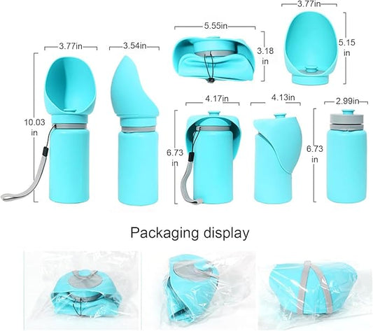 Sippy Cup Portable Foldable Pet Water Bottle – Compact Collapsible Dog & Cat Travel Cup – Food-Grade Silicone & PP, BPA-Free – Leak-Proof for Walking, Travel & Outdoor Use – Sea Blue