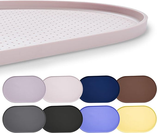 Hubulk 100% Waterproof Silicone Pet Feeding Mat with Raised Edge for Food and Water, Dog Bowl Mats, Cat Bowls Placemat with High Lip Protects Floor for Cats and Dogs (White Sand, 19" L x 12" W)