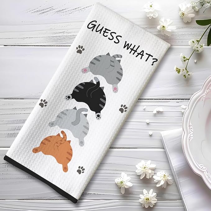 Fun Decorative Kitchen Hand Towels, Gifts for Cat Lovers-Quick-Drying Decorative Design Hand Towels for Cooking, Bathroom Decor - Purrfect Funny Gifts for Cat Lovers for Women