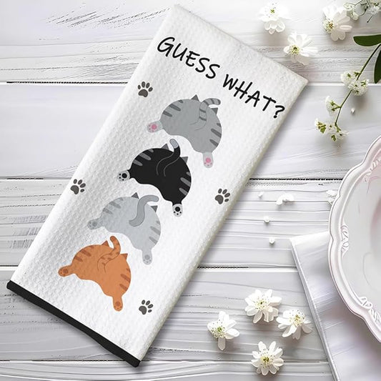 Fun Decorative Kitchen Hand Towels, Gifts for Cat Lovers-Quick-Drying Decorative Design Hand Towels for Cooking, Bathroom Decor - Purrfect Funny Gifts for Cat Lovers for Women