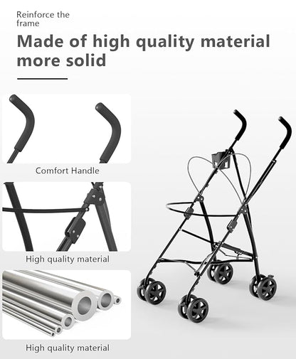 OS MOTOR Pet Stroller with 4 Wheels for Small/Medium Pets, Portable Travel Foldable Carrier Jogger for Dog Cat Puppy Kitty, Rear Wheel Breaks, Storage Basket, Visible Mesh Weather Cover (Navy Blue)