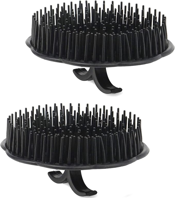 Nıva 2pcs Scalp Massager Shampoo Brush, Massage Hair Brush Floriated Shower Comb for Deep Cleaning Hair Men’s Hand Brush Growth Beard Brush Pet Grooming Brushes (Black)