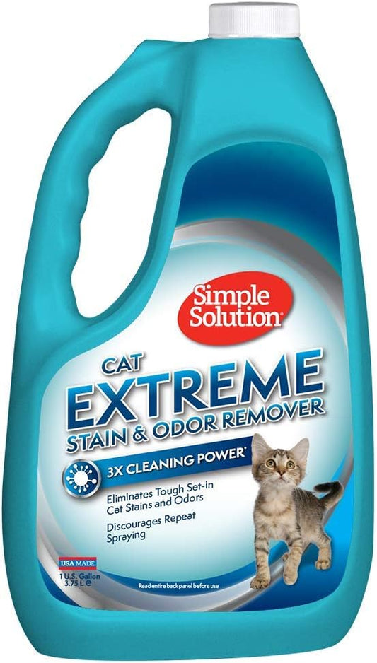 Simple Solution Cat Stain and Odor Remover | Pro-Bacteria and Enzyme Formula | Eliminate Tough Cat Stains and Odors | 1 Gallon