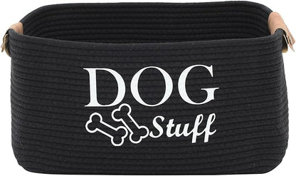 Durable Cotton Rope Dog Toy Storage, Large Dog bin, pet Bed, Puppy Toy Box - Perfect for organizing pet Toys, Blankets, leashes, Clothing and Any Doggie Stuff - Black