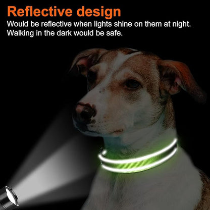 Joytale Reflective Dog Collar, Soft Neoprene Padded, Metal D-Ring, Nylon Pet Collar Adjustable for Puppy and Small Dogs, Green, XS