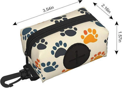 Dog Poop Bag Holder for Leashes - Lightweight Pet Waste Bags Dispenser Doggy Zippered Pouch for Puppy Walking Accessories(Dogs Paw)