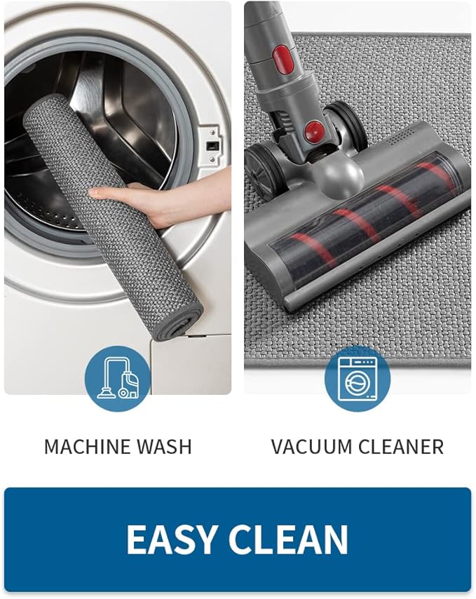 MontVoo Kitchen Rugs and Mats Non Skid Washable, Absorbent Runner Rugs for Kitchen, Front of Sink, Kitchen Mats for Floor (Dark Grey, 20"x70")