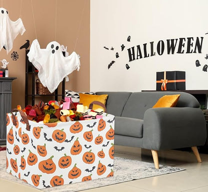 Rectangular Halloween Basket for Kids Pumpkin Basket Toy Storage Bin Organizer Box Room Decor for Halloween Parties(Halloween Pumpkin)