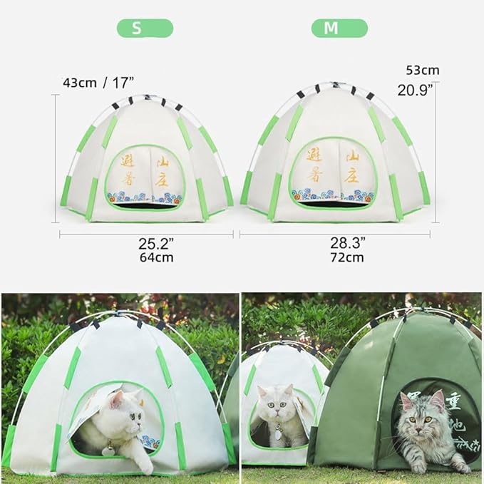 Cute Cat Teepee Cave, Cat Tent Foldable Indoor Outdoor with Thick Mat,Puppy Bed Tent,Bunny Pet Tent Teepee,Portable Dog House Teepee Tent, Cat Bed,Dog Bed Tent,Puppy Bunny,Pet Tent Teepee (M, M)