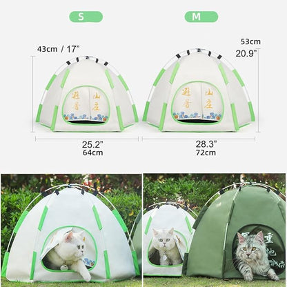 Cute Cat Teepee Cave, Cat Tent Foldable Indoor Outdoor with Thick Mat,Puppy Bed Tent,Bunny Pet Tent Teepee,Portable Dog House Teepee Tent, Cat Bed,Dog Bed Tent,Puppy Bunny,Pet Tent Teepee (L, S)