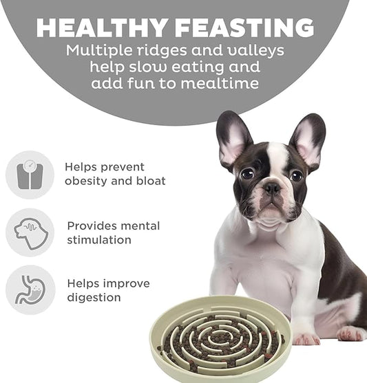 Slow Feeder Dog Bowls, Interactive Silicone Dog Feeding Bowls for Dogs & Cats, Slow Feeder Non-Slip with Suction Cups, Anti-Choking, Non BPA, Reduces Boredom, Anxiety, Dishwasher Microwave Safe