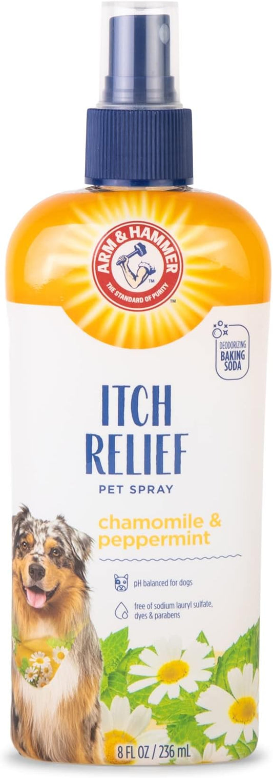 Arm & Hammer for Pets Itch Relief Spray for Dogs, Soothing Dog Skin Spray to Help Calm Itchy and Irritated Skin and Hot Spots Between Baths, Chamomile & Peppermint Scent, 8 Fl Oz