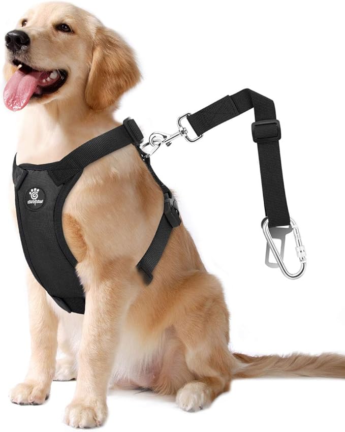 Dog Seat Belt, Safety Vest Dog Car Harness with Adjustable Buckle Dog Seat Belt for Vehicle Nylon Pet Safety Seat Belts Heavy Duty(L, Black)