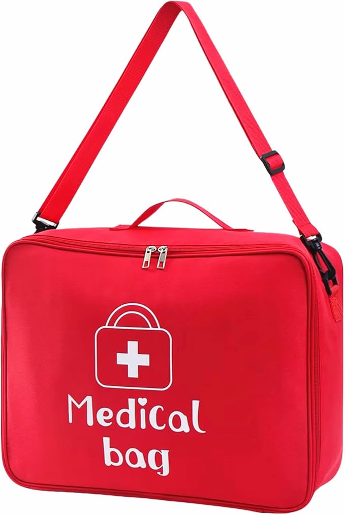 Red First Aid Bag Empty 1st Aid Bag Medical Travel Case Emergency Storage Compact Medicine Bags for Car Office Kitchen Sport Outdoors Camping Hiking Pet (Green L)