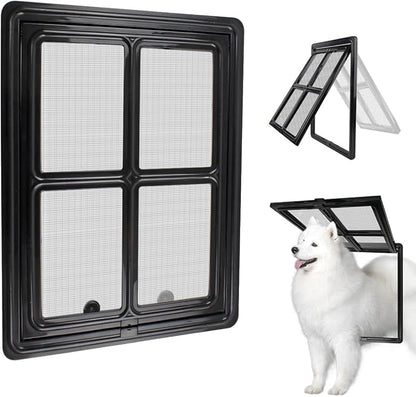 Namsan Pet Screen Door, Dog Door for Sliding Screen Door, 12x16 Inches Doggy Door for Screen Door, Magnetic Close Dog Door Window Porch, Large, Black