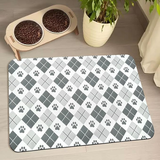 Dog Food Mats for Floors Waterproof, Dog Cat Water Bowl Mats Pet Feeding Absorbent Mat Dog Cat Pet Placemats for Food and Water Paw 17 * 30 inch