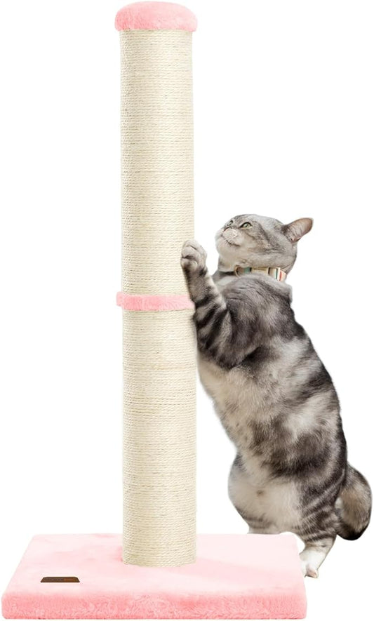 Karolpar 34inch Cat Scratching Post with Natural Sisal Rope 4.3Inch Large Diameter Scratcher Post Tree for Indoor Cats Pink