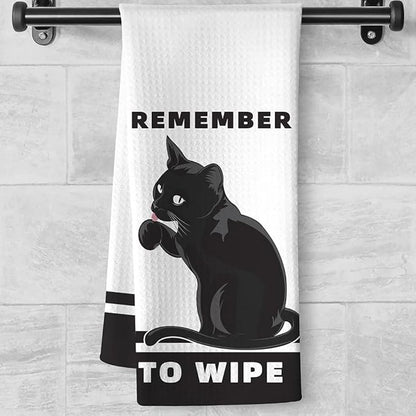 Fun Kitchen Towels-Remember To Wipe,Cat Bathroom Towels,Decorative Kitchen Towel,DishTowels For Kitchen Decorative,Cat Hand Towel -Suitable For Use And Decoration In Your Kitchen, Bathroom And Toilet