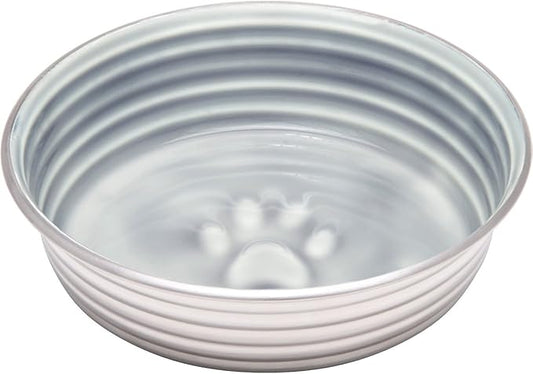 Loving Pets - Le BOL Dog Food Water Bowl Enamel Ceramic Bowl No Tip Stainless Steel Pet Bowl No Skid Spill Proof (Small, Parisian Gray)