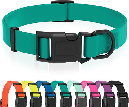 Waterproof Dog Collar, Easy to Clean Rubber Dog Collars with Quick Release Buckle Fits Small Medium or Large Dogs (Emerald Green, M < 11.8-18.5 inch)