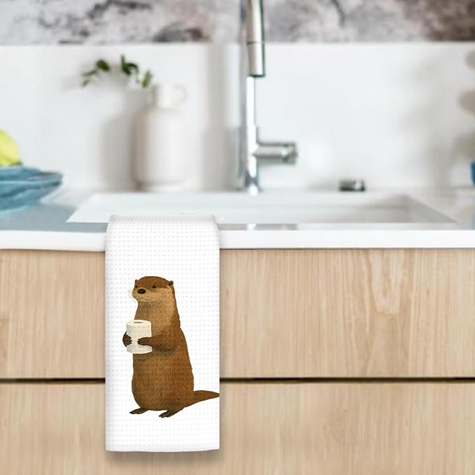 Sea Otter Bathroom Hand Towels, Otter Gifts for Women Kids HandTowels, Funny Coastal Animal Kids Decorative Hand Towel for Washroom Restroom, Cute Sea Otters Kids Bathroom Decor, 16x24In