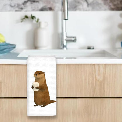 Sea Otter Bathroom Hand Towels, Otter Gifts for Women Kids HandTowels, Funny Coastal Animal Kids Decorative Hand Towel for Washroom Restroom, Cute Sea Otters Kids Bathroom Decor, 16x24In
