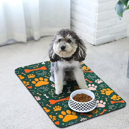 Dog Food Mats for Floors Waterproof, Dog Cat Water Bowl Mats Pet Feeding Absorbent Mat Dog Cat Pet Placemats for Food and Water Bone 24 * 32 inch