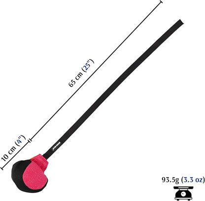 Dingo Gear French Linen Ball for Dog Training, as Reward for Fetch tug of war, with Long Handle, Handmade, Pink-Black S02816