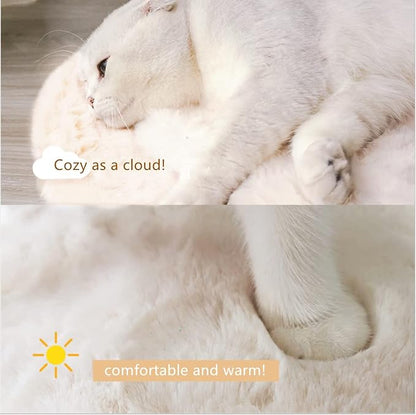 SHENGOCASE 2-Pack 16" Square Faux Rabbit Fur Cat Dog Bed Cushion Pad Mat, Cat Tree Tower Replacement Cushion Pad, Pad for Window Perch, Cat Dog Carrier House Cage Crate Kennel Furniture