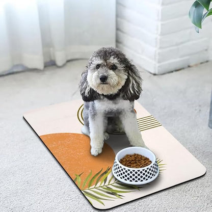 Dog Food Mats for Floors Waterproof, Cat Water Bowl Mats Pet Feeding Absorbent Placemats Bohemia 17 * 30 inch