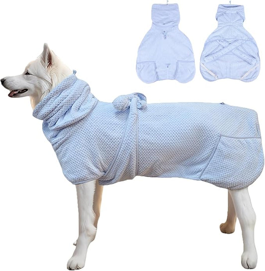 Super Absorbent Dog Bathrobe Pineapple Soft Fast Drying Dogs Towel Robe Adjustable Drying Coat for After Bath with Hood (Pineapple Blue, XX-Large)
