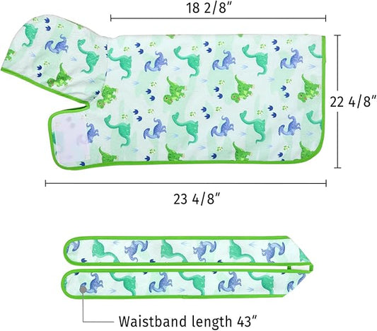 HDE Dog Bathrobe Super Absorbent Quick Drying Puppy Towel Wrap Coat Adjustable After Bath Robes with Hood for Dog Sizes S-XXL Cute Dinosaurs S