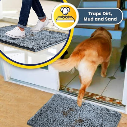 Muddy Mat® | Super Absorbent Door Mat Indoor, Microfiber Quick Dry Chenille Entryway Rug, Non-Slip Front Door Mat, Indoor Mats for Entryway, Machine Washable Pet Rug, Baby Blue XL 36"X60"